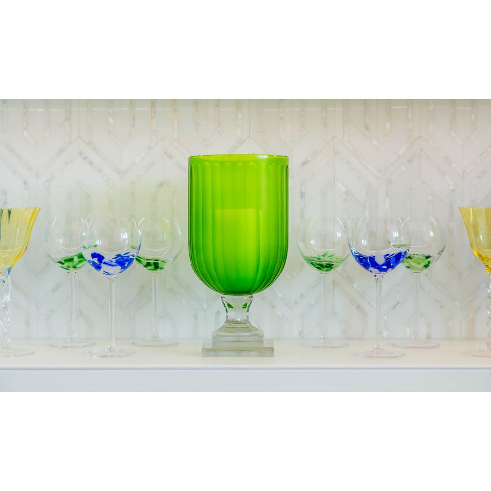 Fiesta Stemmed Wine/Water Glass, Green/White, Set of 4