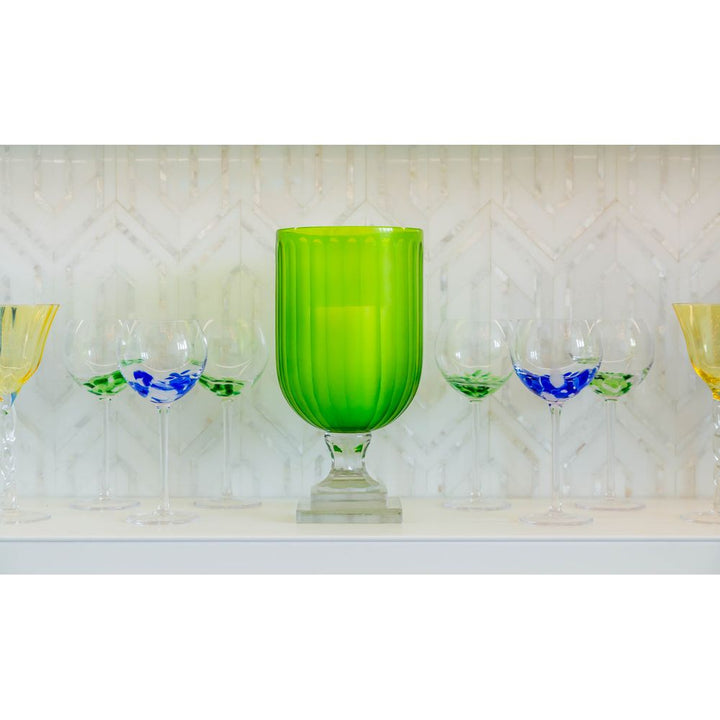 Fiesta Stemmed Wine/Water Glass, Green/White, Set of 4