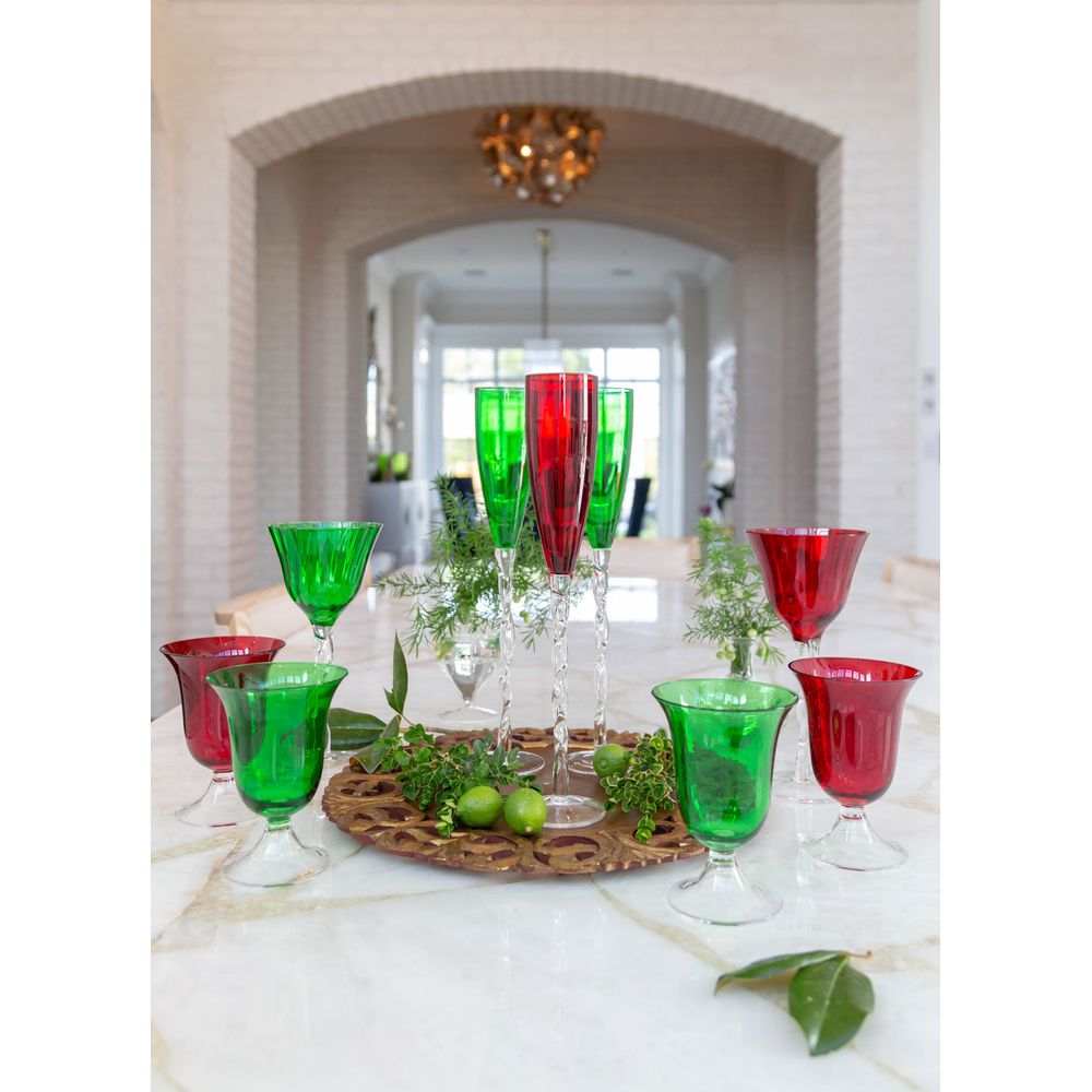 Adriana Champagne Glass, Emerald Green, Set of 4