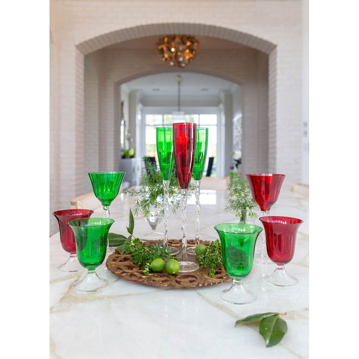 Adriana Champagne Glass, Emerald Green, Set of 4