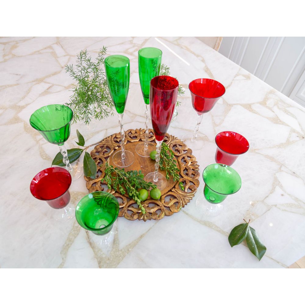 Adriana Champagne Glass, Red, Set of 4