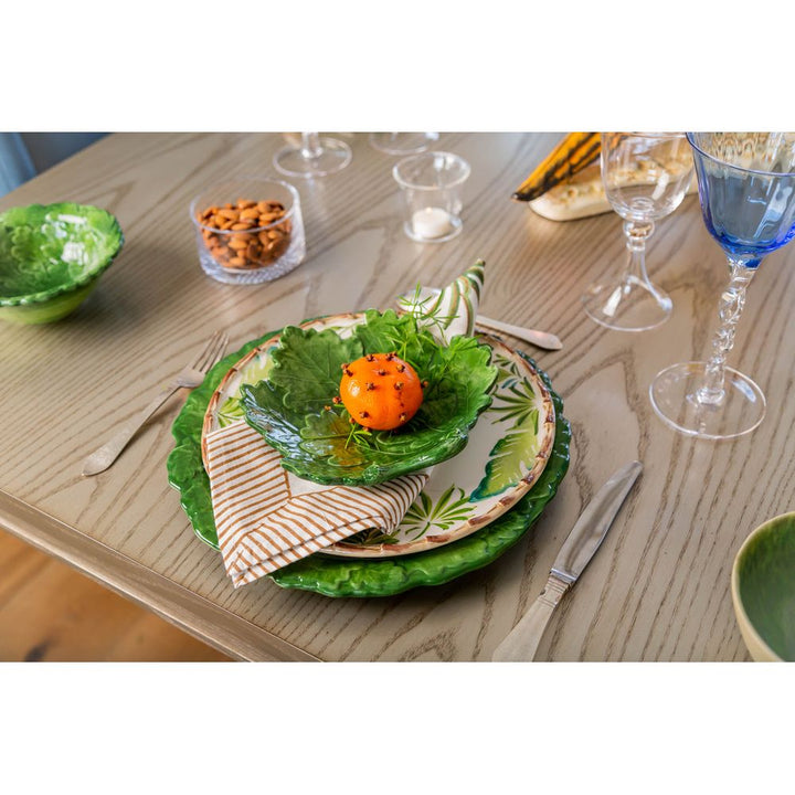 Compagnia Dinner Plate, Green Leaves w/ Bamboo, Large, Set of 4
