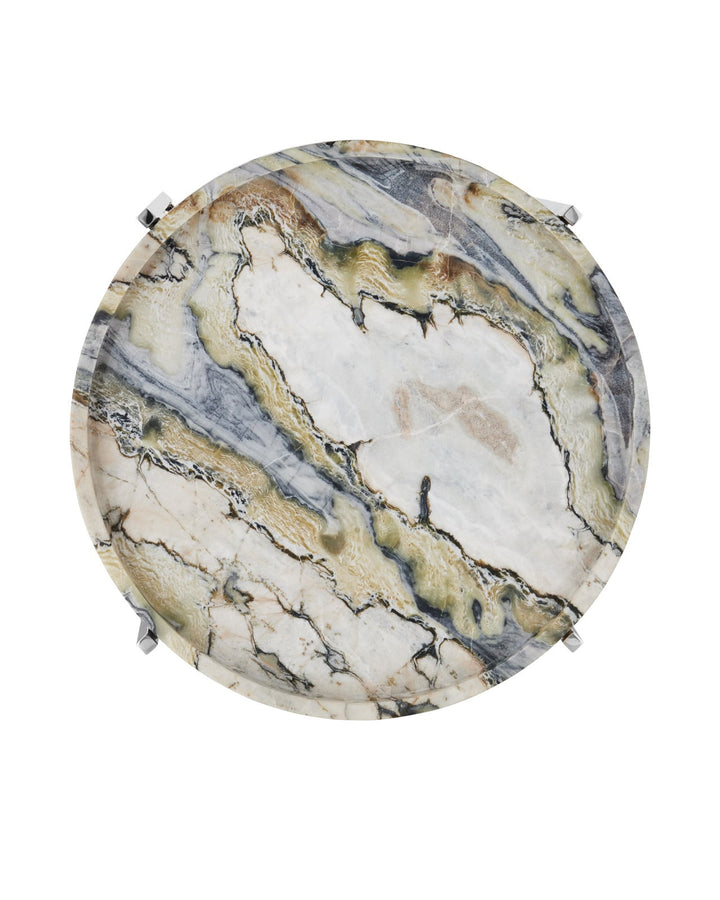 Side Tables Freya Floral Jade Marble Accent Table