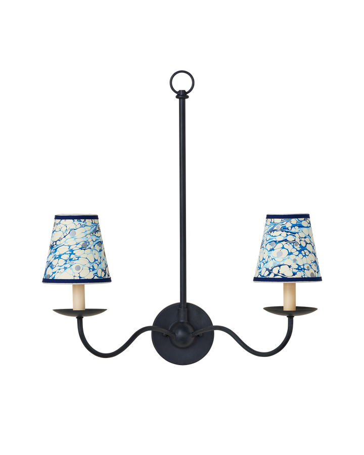 Marble Blue Lace Paper Tapered Chandelier Shade