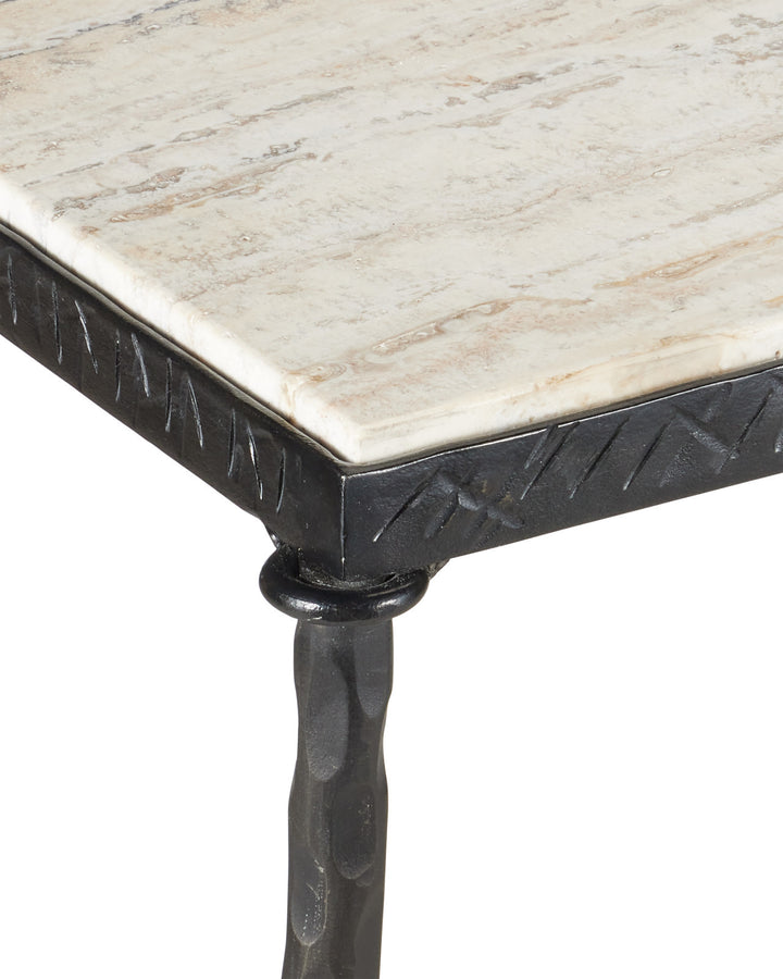 Agora White Travertine Console Table