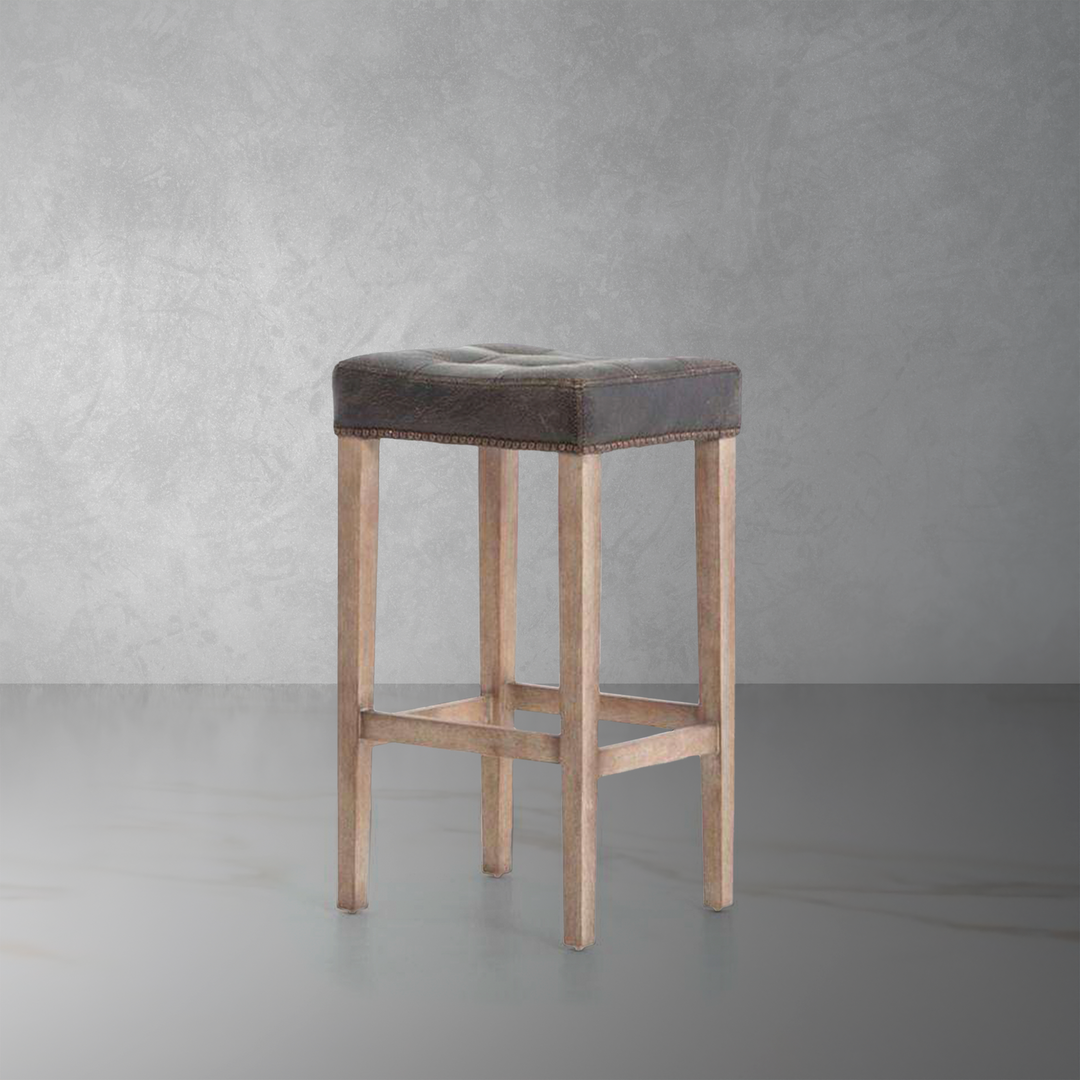 Shawn Bar Stool - Destroyed Black-Four Hands-STOCKR-CKEN-89Z-928-Bar Stools-1-France and Son