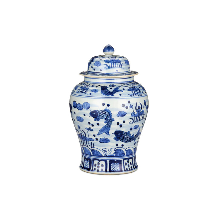 South Sea Blue & White Medium Temple Jar