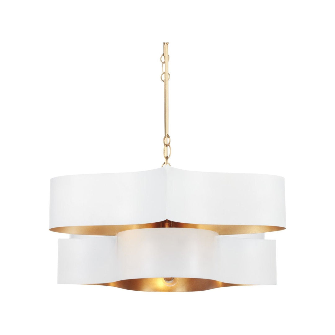 Grand Lotus White Oval Chandelier