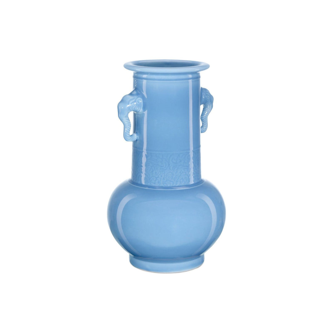 Sky Blue Elephant Handles Vase