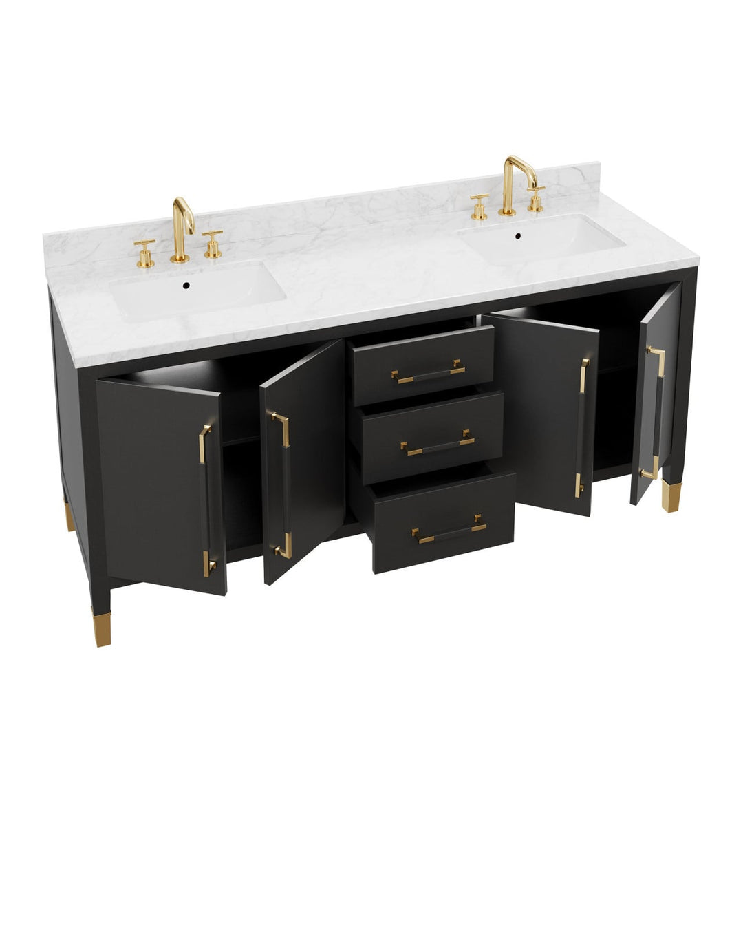 Vanities Verona 72" Black Vanity with Rectangular Undermount Sink