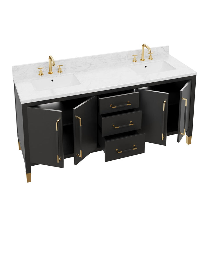 Vanities Verona 72" Black Vanity with Rectangular Undermount Sink