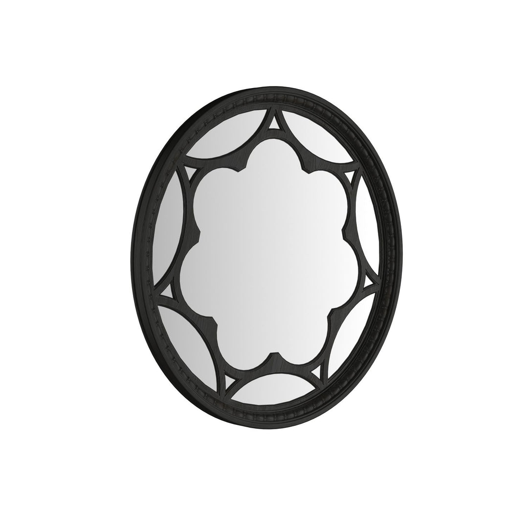 Atrium Round Mirror — hand rubbed black with undertones of brown