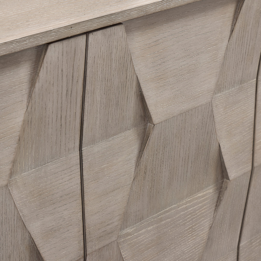 Linea Entertainment Console in Cerused Greige Finish