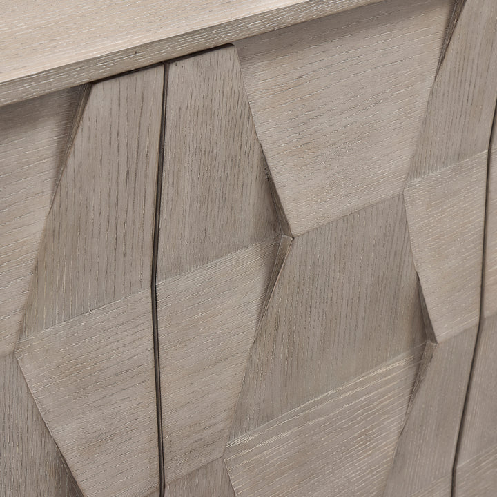 Linea Entertainment Console in Cerused Greige Finish