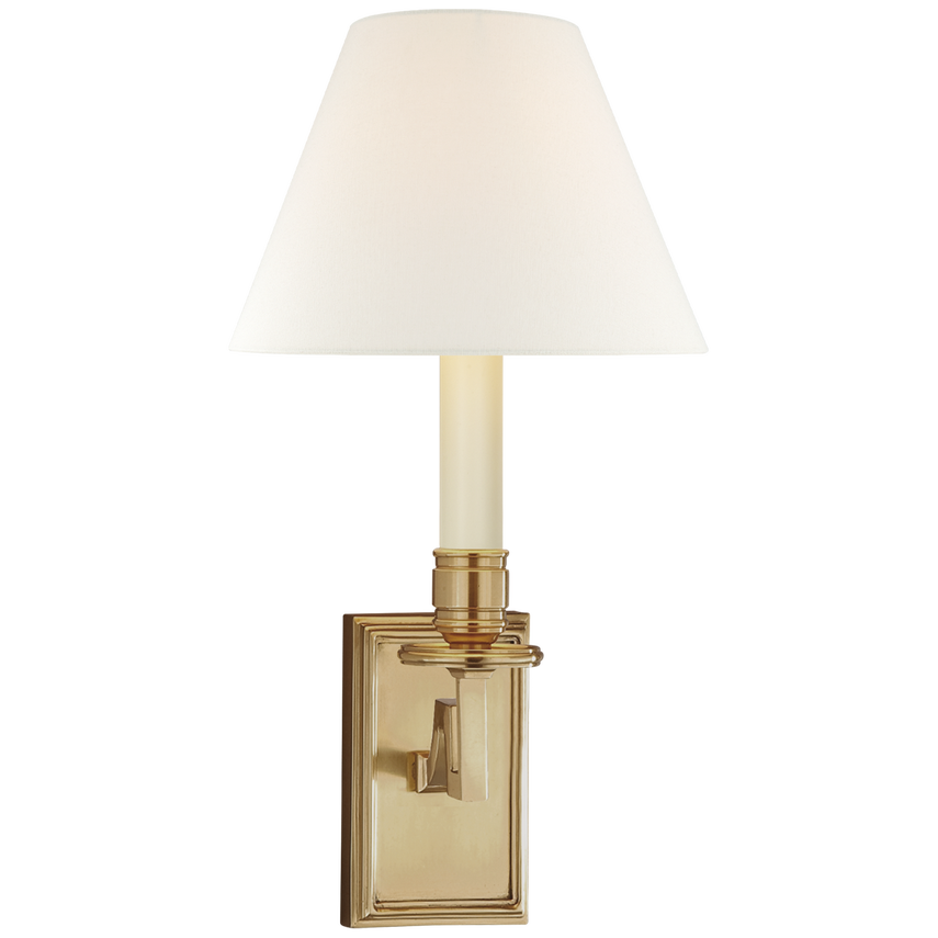 Dawnshine Library Sconce-Visual Comfort-VISUAL-AH 2001NB-L-Wall LightingNatural Brass-Linen-5-France and Son