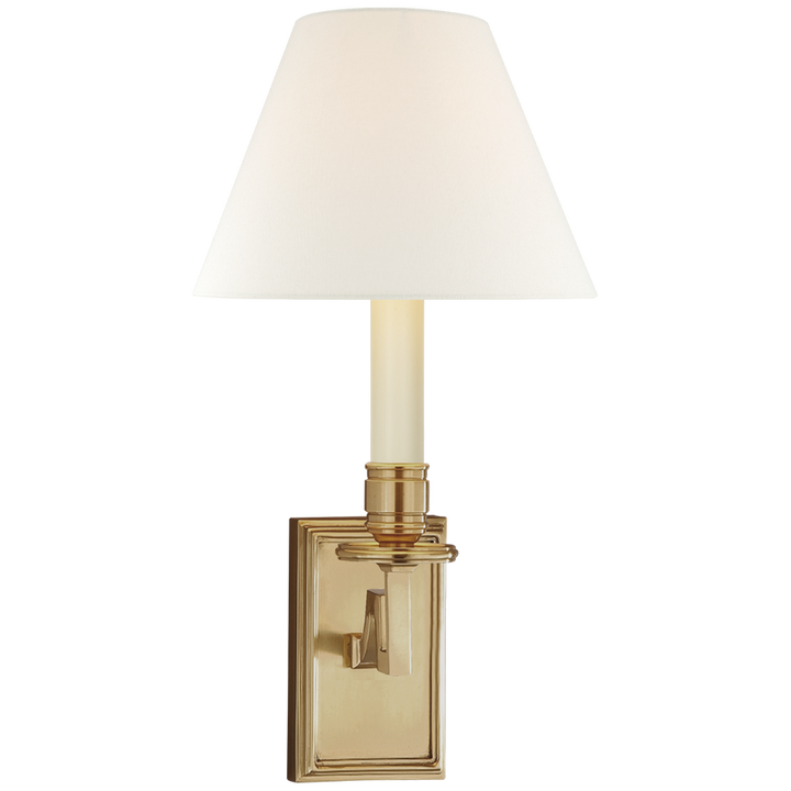 Dawnshine Library Sconce-Visual Comfort-VISUAL-AH 2001NB-L-Wall LightingNatural Brass-Linen-5-France and Son