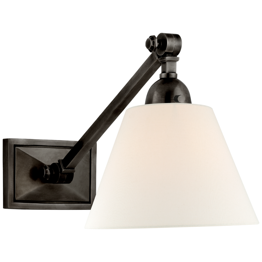 Jessi Single Library Wall Light-Visual Comfort-VISUAL-AH 2325GM-L-Wall LightingGun Metal / Linen Shade-2-France and Son