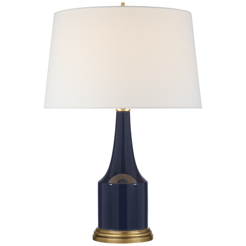 Sawna Table Lamp-Visual Comfort-VISUAL-AH 3082MB-L-Table LampsMidnight Blue Porcelain-Linen-1-France and Son