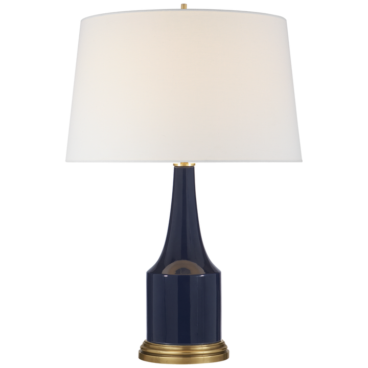 Sawna Table Lamp-Visual Comfort-VISUAL-AH 3082MB-L-Table LampsMidnight Blue Porcelain-Linen-1-France and Son