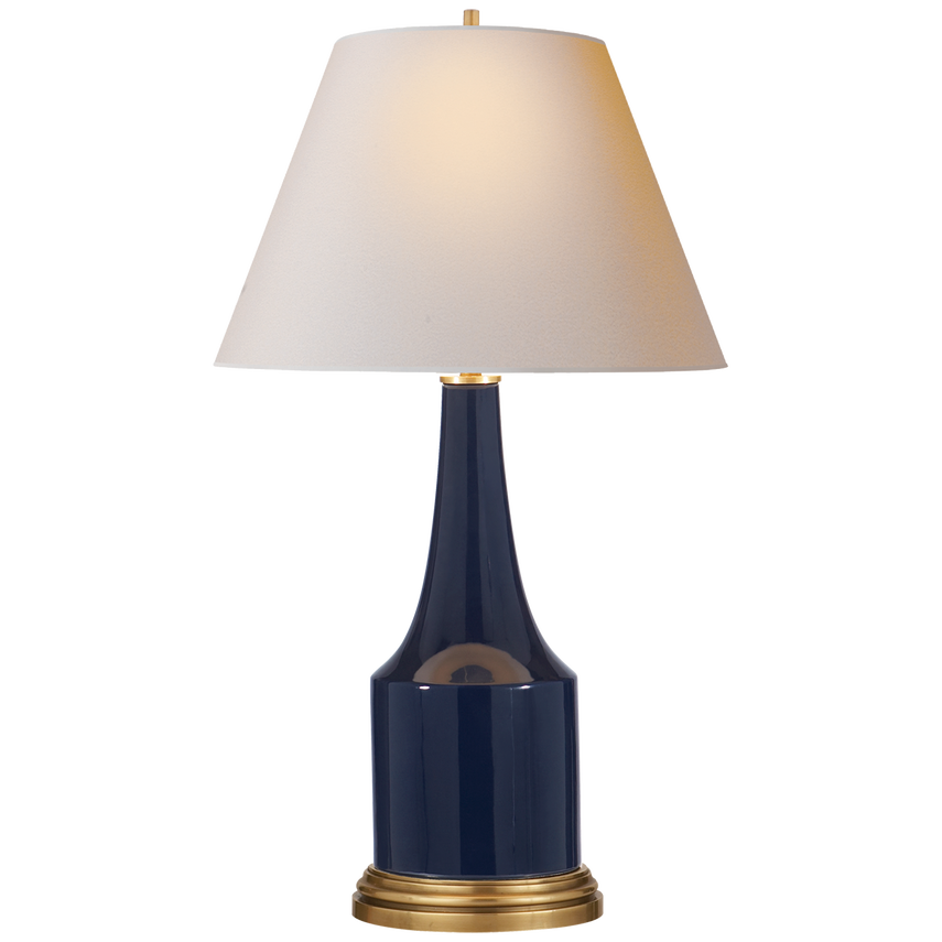 Sawna Table Lamp-Visual Comfort-VISUAL-AH 3082MB-NP-Table LampsMidnight Blue Porcelain-Natural Paper-2-France and Son