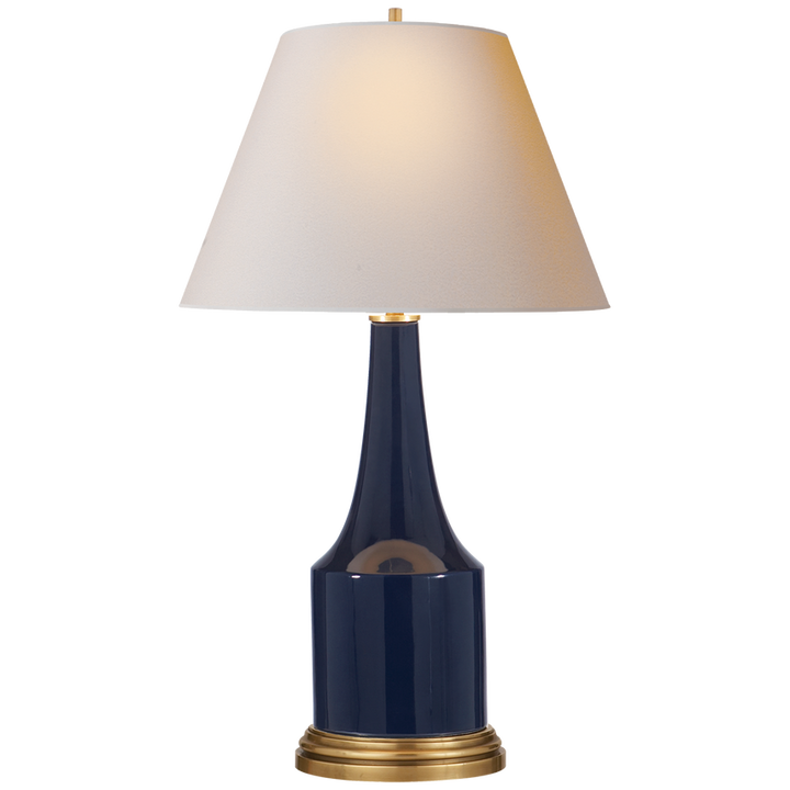 Sawna Table Lamp-Visual Comfort-VISUAL-AH 3082MB-NP-Table LampsMidnight Blue Porcelain-Natural Paper-2-France and Son