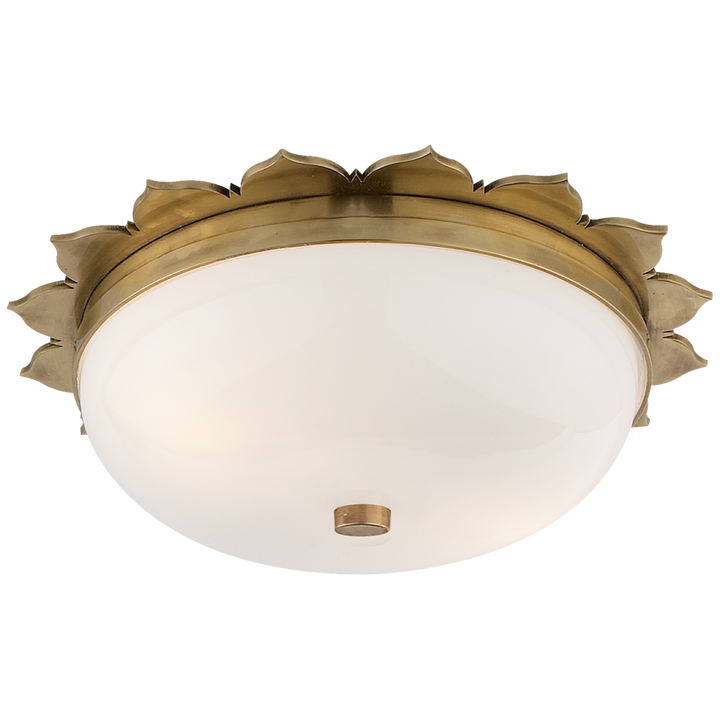 Rachael Small Flush Mount-Visual Comfort-VISUAL-AH 4029NB-WG-Flush MountsNatural Brass with White Glass-2-France and Son