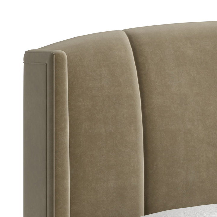 Harbor Queen Upholstered Bed Camel — Lakeside Sepia