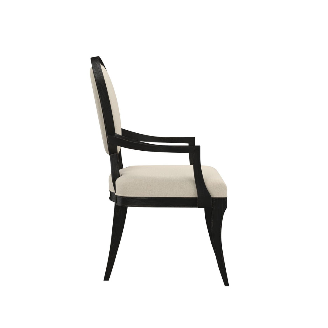Atrium Dining Armchair — hand rubbed black with undertones of brown