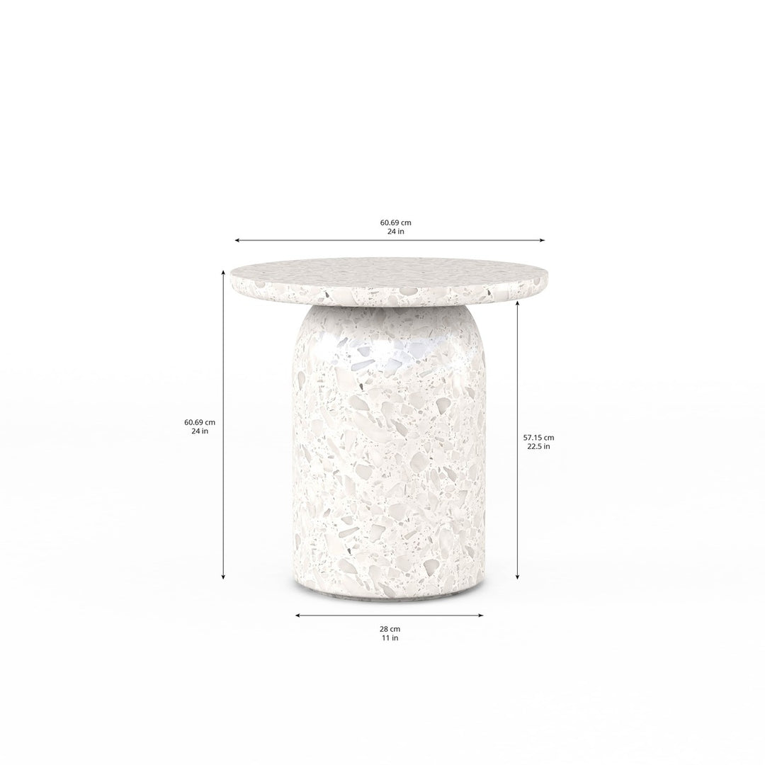 Cotiere Terrazzo End Table - White