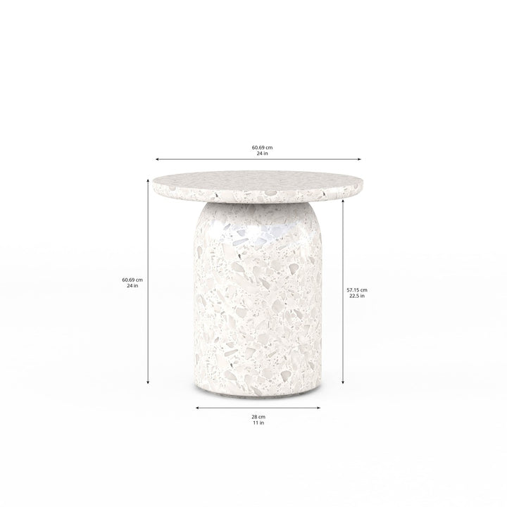 Cotiere Terrazzo End Table - White