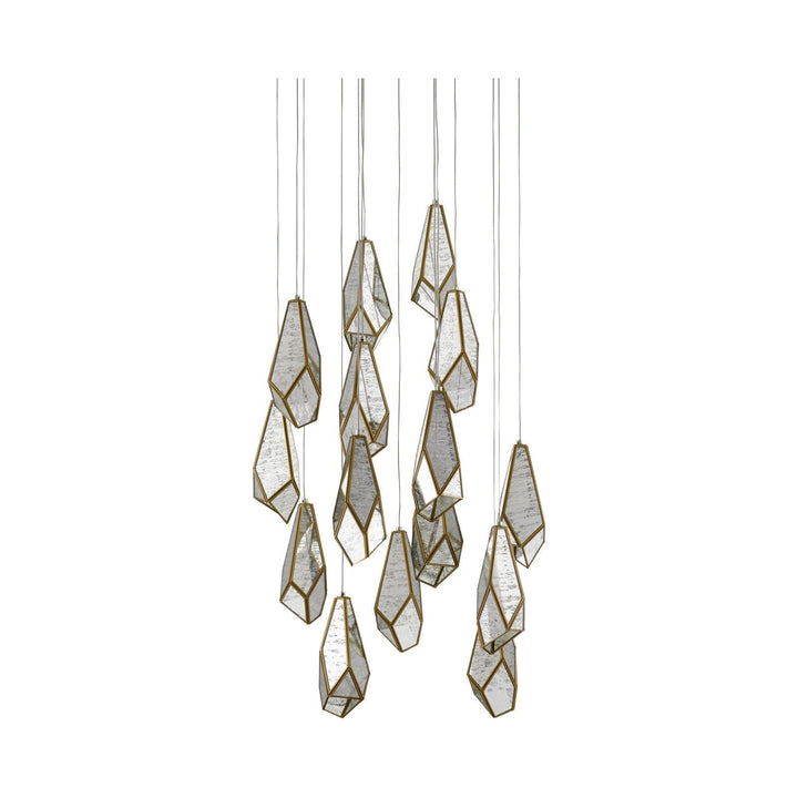 Glace Mirror 15-Light Round Multi-Drop Pendant