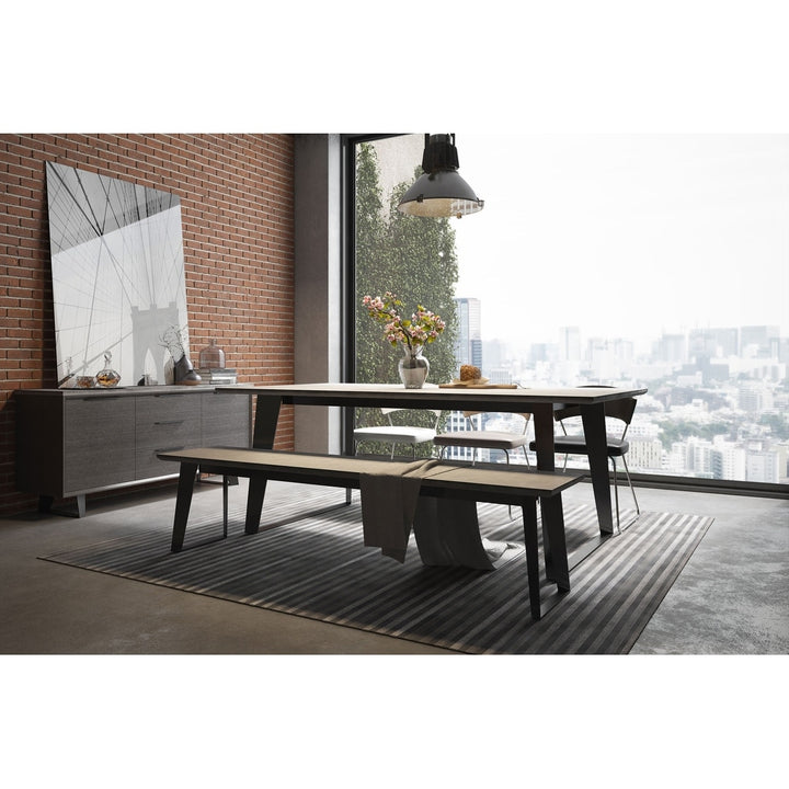 Amsterdam Bench styled alongside a dining table; bench sold separately