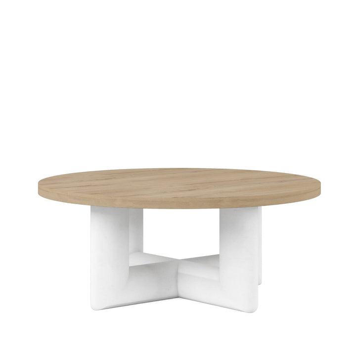 Garrison Round Cocktail Table - Brown, White