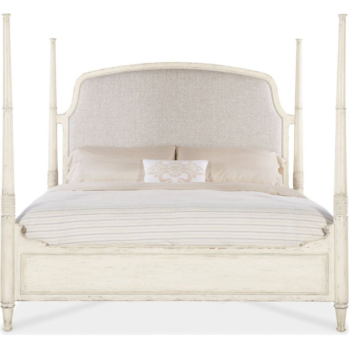 Americana King Upholstered Poster Bed - Light Wood