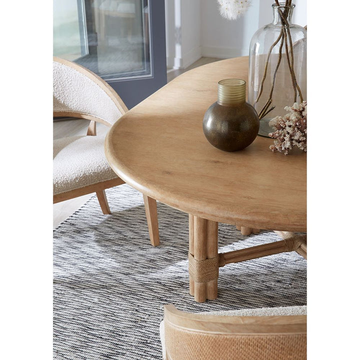 Solace Pole Rattan Round Dining Table with 1-20in Leaf - Light Wood