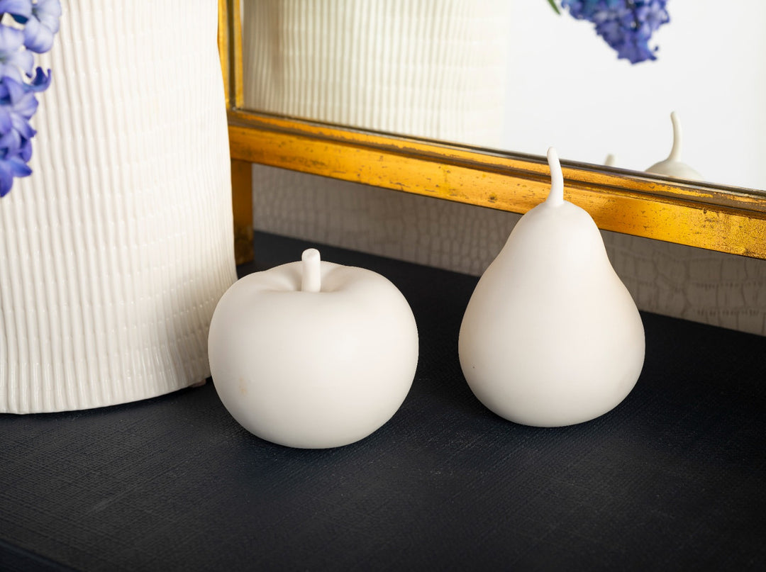 Apple & Pear Set of 2 Porcelains, Blanc de Chine