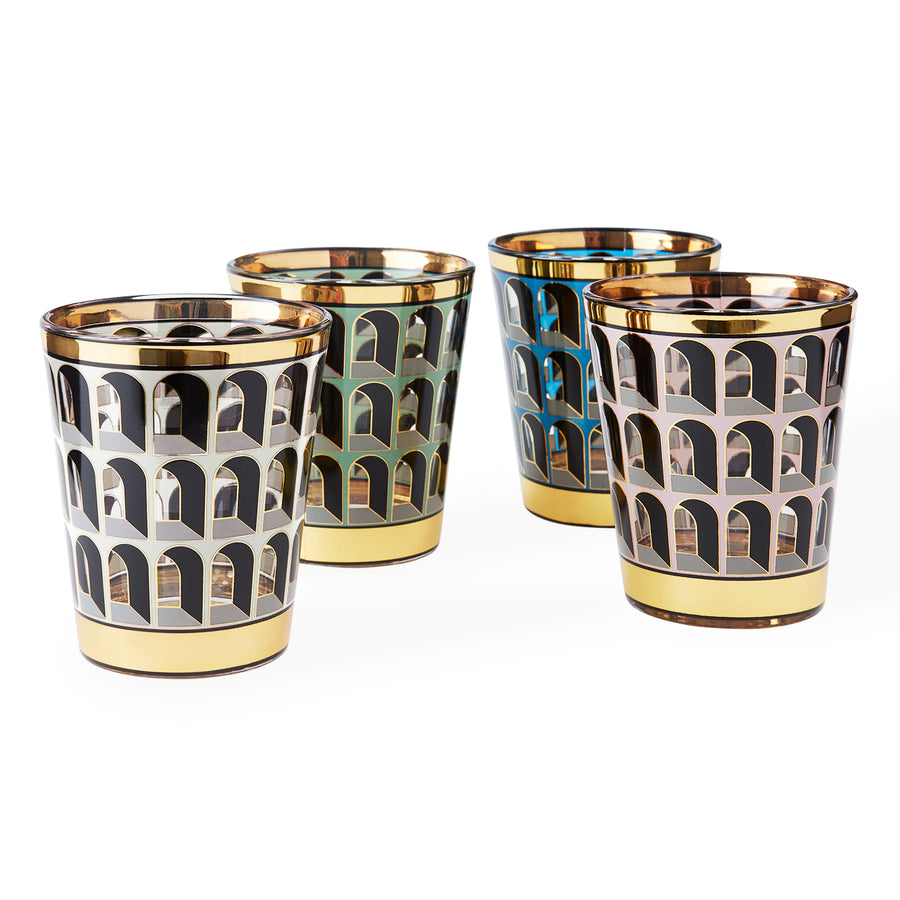 Colosseum Glassware Set - Multicolor,Gold
