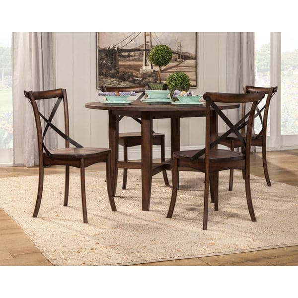 Arendal Round Table, Burnished Dark Oak-Alpine Furniture-ALPINE-5672-03-Dining Tables-1-France and Son