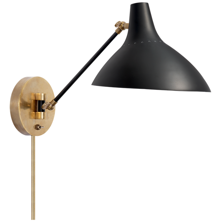 Charly Wall Light-Visual Comfort-VISUAL-ARN 2006BLK-Wall LightingBlack and Brass-1-France and Son