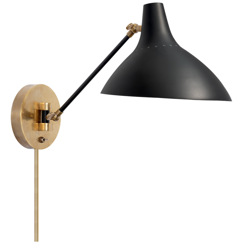 Charly Wall Light-Visual Comfort-VISUAL-ARN 2006BLK-Wall LightingBlack and Brass-1-France and Son