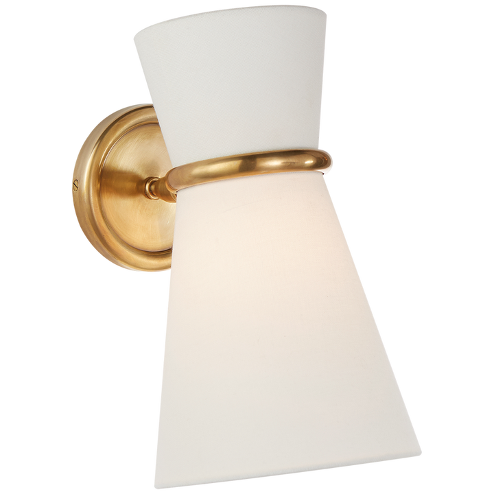 Clayry Small Single Pivoting Sconce-Visual Comfort-VISUAL-ARN 2008HAB-L-Wall LightingHand-Rubbed Antique Brass-1-France and Son