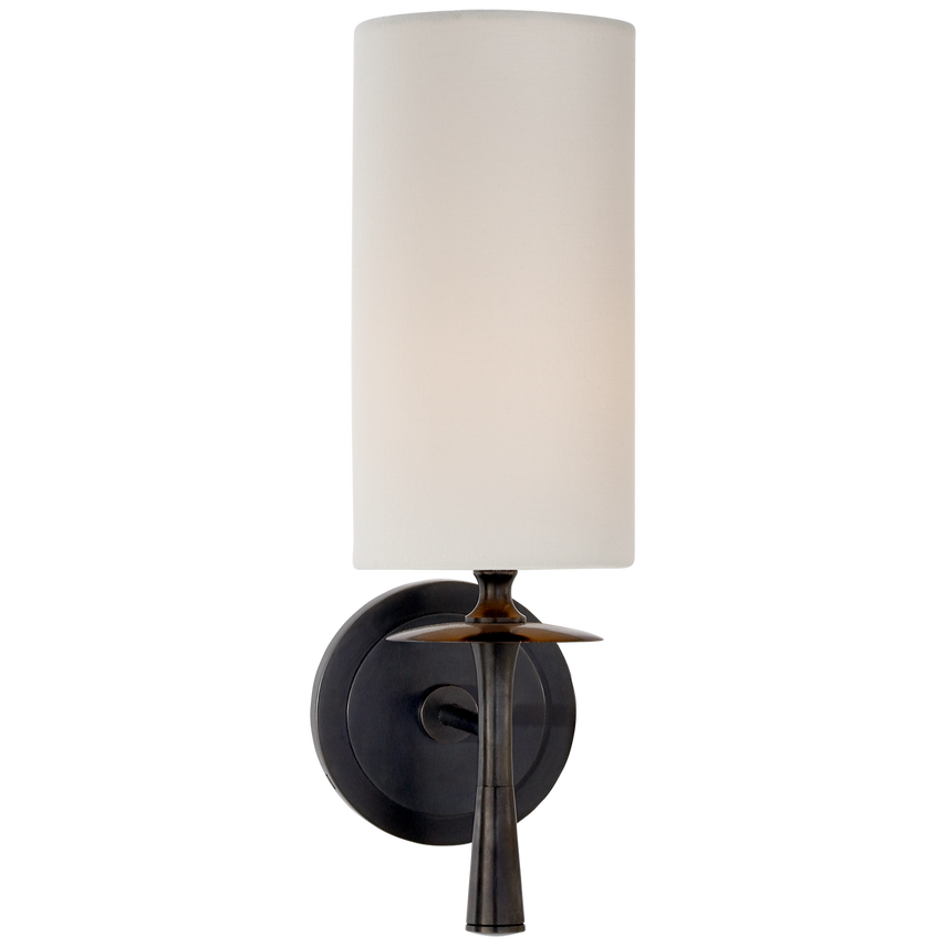 Drunky Single Sconce-Visual Comfort-VISUAL-ARN 2018BZ-L-Wall LightingBronze-Linen-3-France and Son