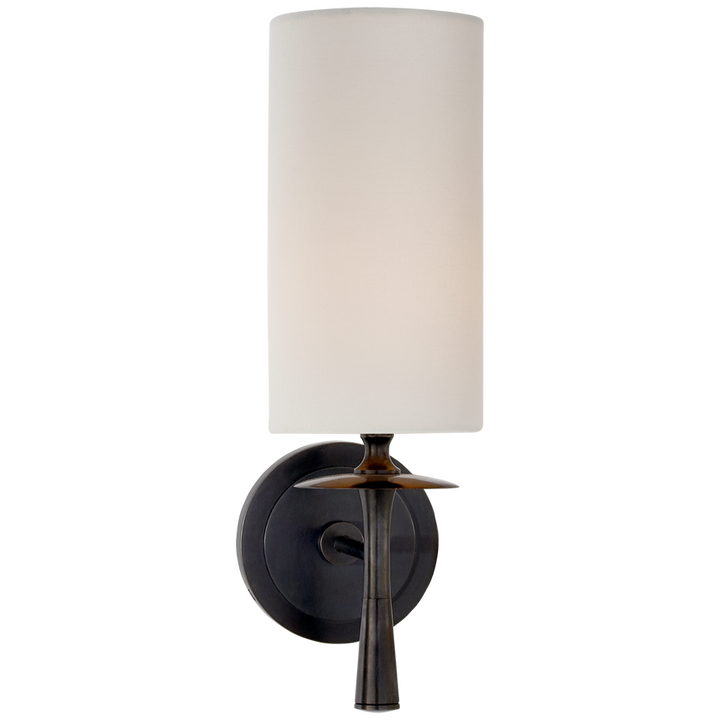 Drunky Single Sconce-Visual Comfort-VISUAL-ARN 2018BZ-L-Wall LightingBronze-Linen-3-France and Son