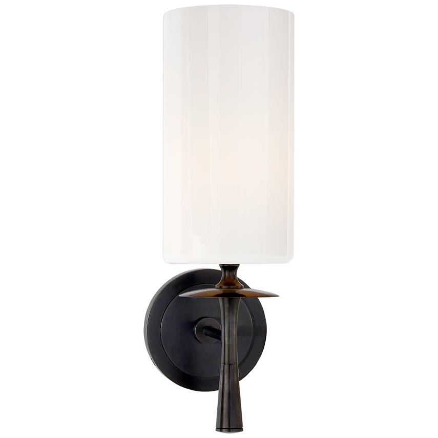 Drunky Single Sconce-Visual Comfort-VISUAL-ARN 2018BZ-WG-Wall LightingBronze-White Glass-4-France and Son