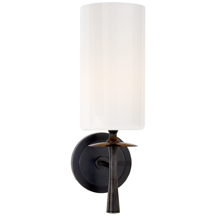 Drunky Single Sconce-Visual Comfort-VISUAL-ARN 2018BZ-WG-Wall LightingBronze-White Glass-4-France and Son