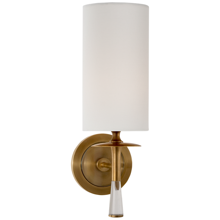 Drunky Single Sconce-Visual Comfort-VISUAL-ARN 2018HAB/CG-L-Wall LightingHand-Rubbed Antique Brass with Crystal-Linen-5-France and Son