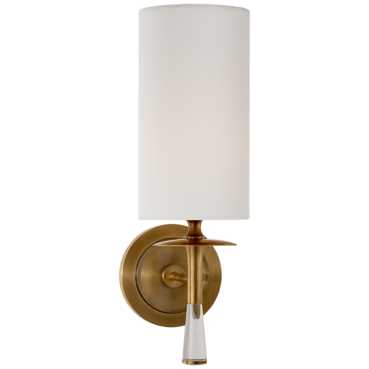 Drunky Single Sconce-Visual Comfort-VISUAL-ARN 2018HAB/CG-L-Wall LightingHand-Rubbed Antique Brass with Crystal-Linen-5-France and Son