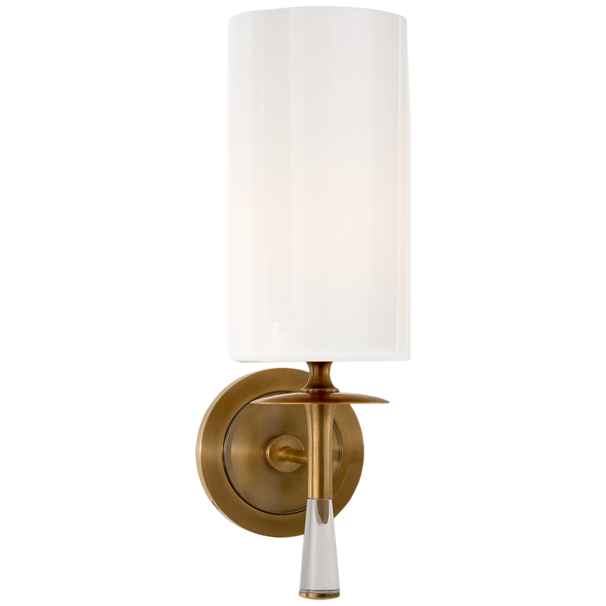 Drunky Single Sconce-Visual Comfort-VISUAL-ARN 2018HAB/CG-WG-Wall LightingHand-Rubbed Antique Brass with Crystal-White Glass-6-France and Son