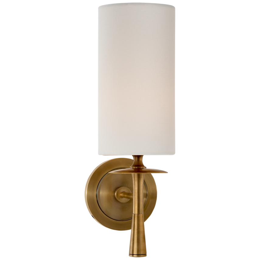 Drunky Single Sconce-Visual Comfort-VISUAL-ARN 2018HAB-L-Wall LightingHand-Rubbed Antique Brass-Linen-7-France and Son