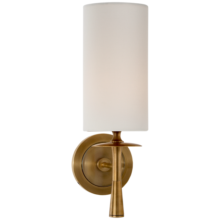 Drunky Single Sconce-Visual Comfort-VISUAL-ARN 2018HAB-L-Wall LightingHand-Rubbed Antique Brass-Linen-7-France and Son